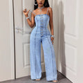 In-stock 66339#  cross-border fashion women's summer denim jumpsuit overalls