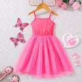 Girls' solid color camisole dress with mesh overlay (toddler/child)