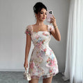 european and american cross-border 3d floral sexy elegant dress