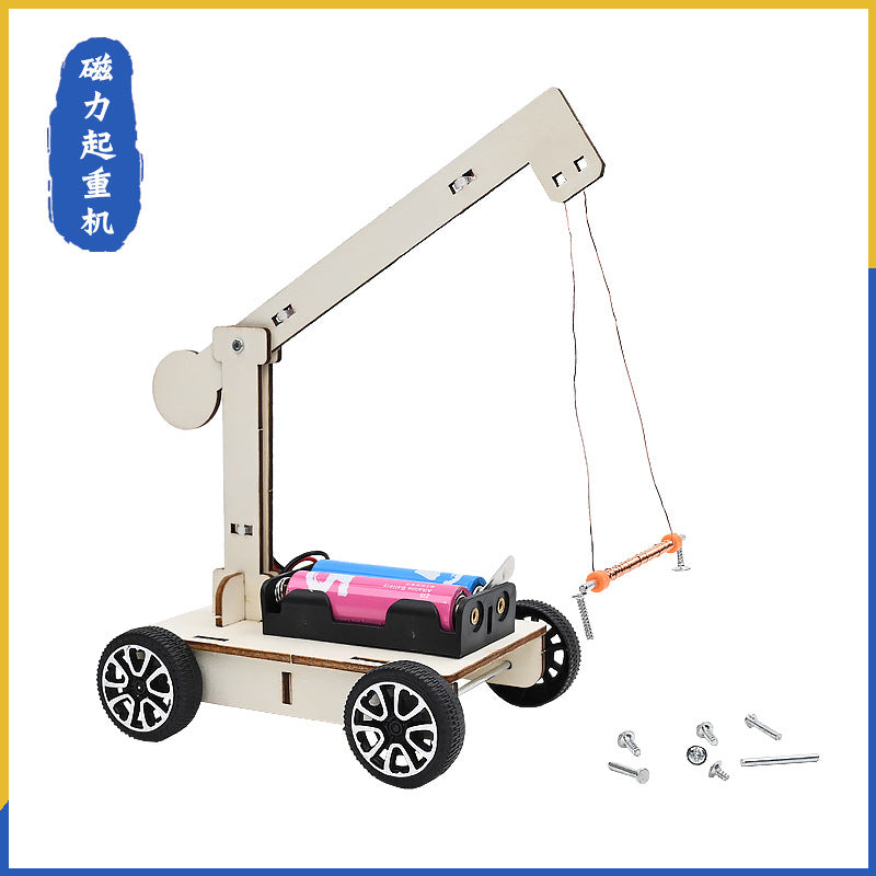 Magnetic crane, electromagnetic principles, understanding magnetic fields, primary school students' science and technology small physical science small experiments