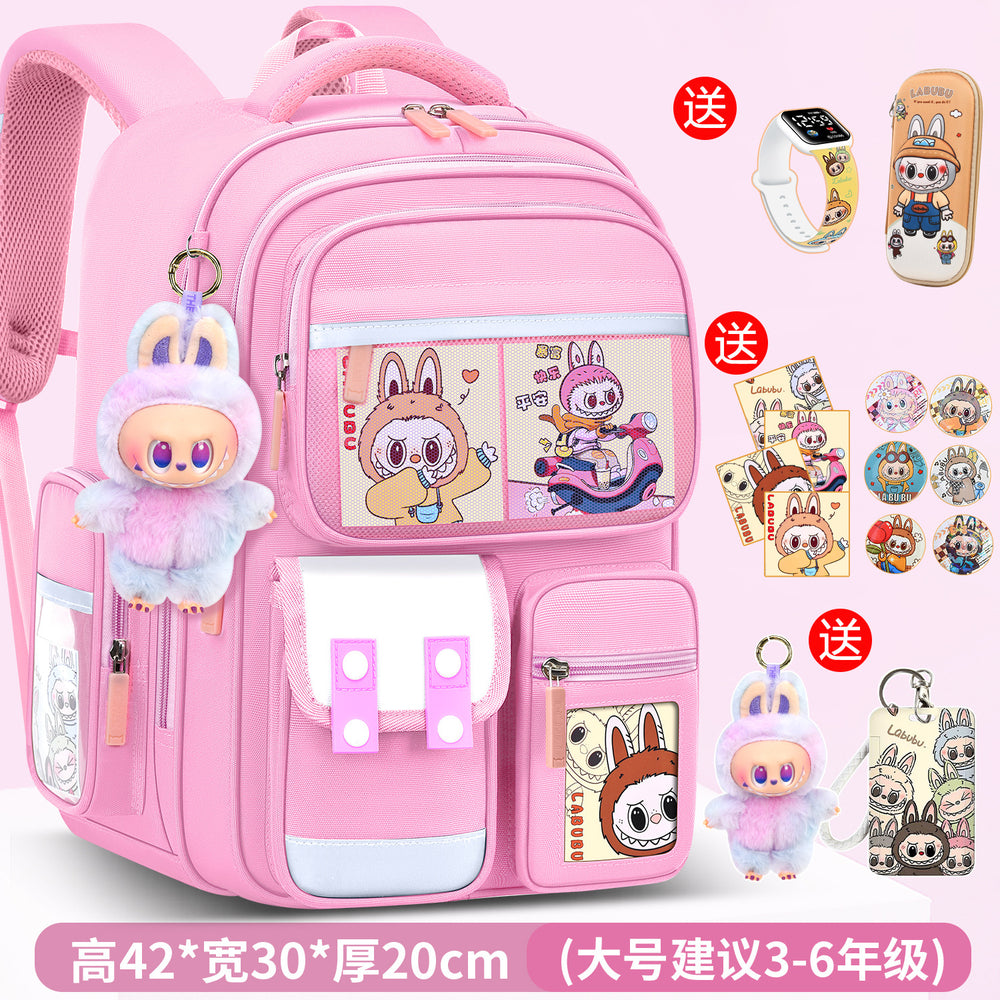 Labubu backpack - new 2026 model for elementary school students (grades 1-6). lightweight, spine-protecting, and load-reducing design for boys and girls