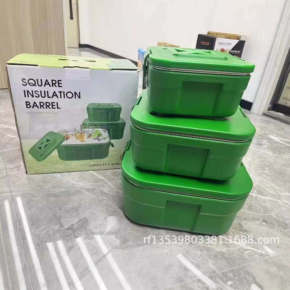 Export 2.5l-5l-10l square large capacity double-layer insulated box bucket food warmer insulated tableware