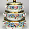 Factory direct sales cross-mirror hot-selling enamel large 3pcs pot set, high-quality soup pot, double-ear soup pot, high-quality pot set