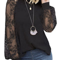 european and american export  new women's long-sleeve lace casual loose t-shirt top