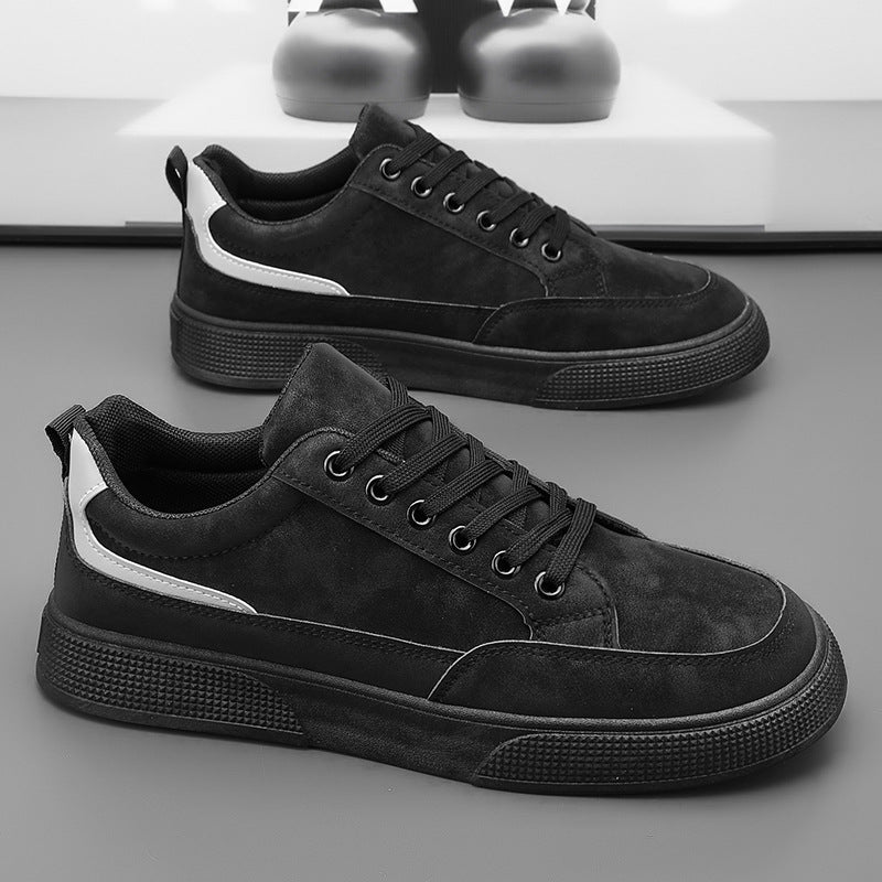 Men's spring 2026 new breathable skate shoes, korean style trendy versatile casual leather shoes, thick sole wear-resistant fashion sneakers