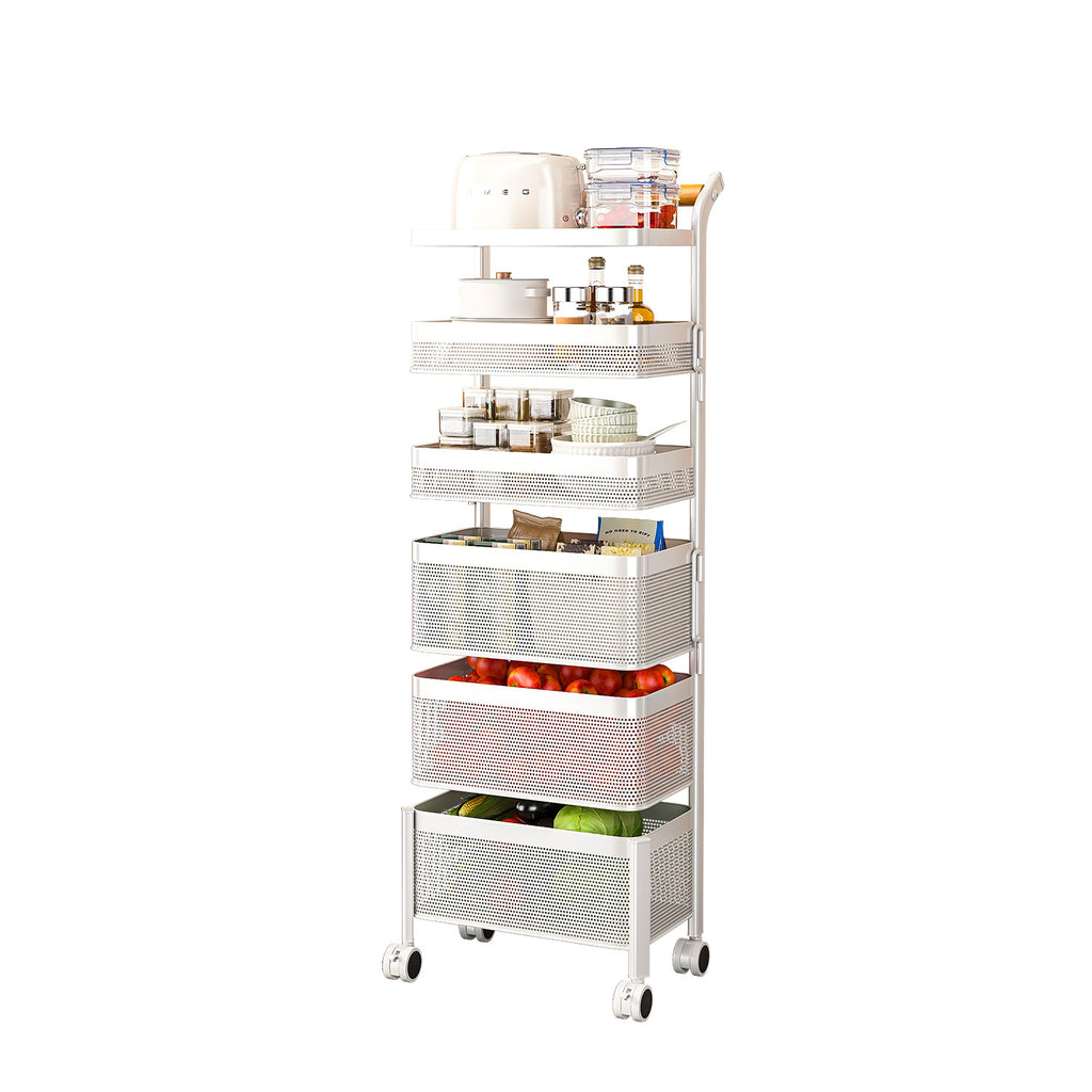 Strictly selected items, rotating floor rack, kitchen, living room, snack trolley, vegetable basket, mobile storage rack
