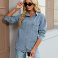 European and american cross-border e-commerce  new arrival washed vintage loose casual slit denim shirt jacket