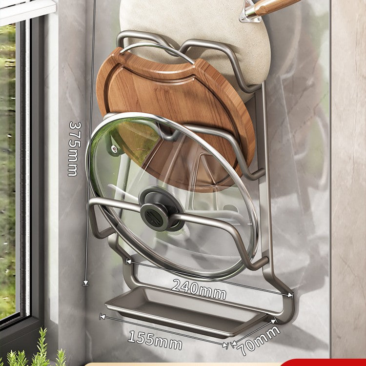 Pot lid rack No punching Wall-mounted kitchen rack Multifunctional cutting board cutting board rack Multi-layer household storage shelf