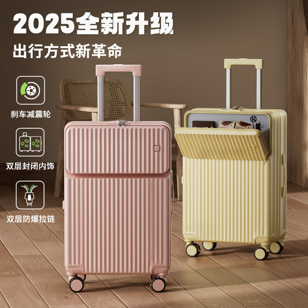 Front open suitcase for women 2025 new strong and durable password trolley case 24-inch large-capacity travel case for men