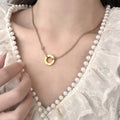 V gold plated microphone gold manufacturer direct sales card plus double ring pancake necklace love clavicle chain printed couple original version diamond gold