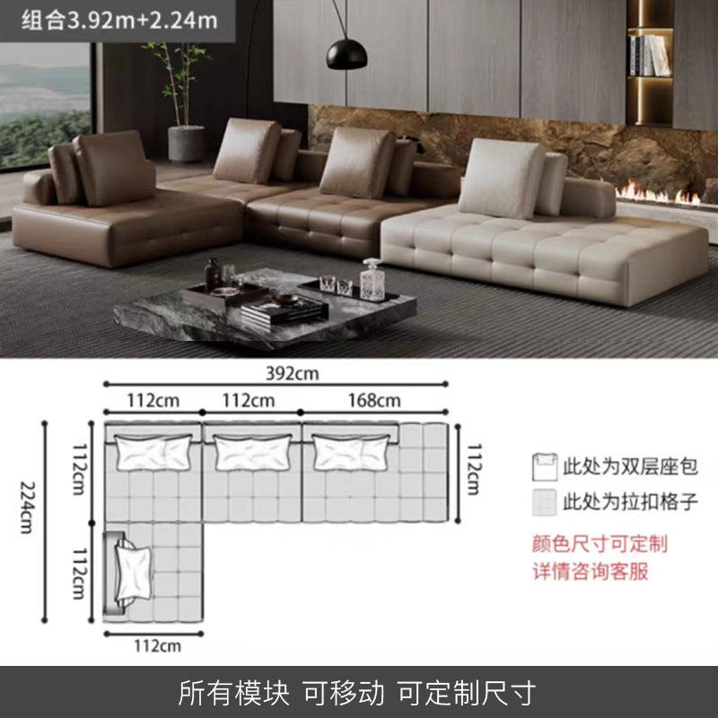 Lawrence genuine leather sofa italian normcore large and small apartment house villa customer corner sofa modern straight row leather sofa