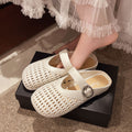 Casual and versatile closed-toe slippers: 2025 summer new fashion women's outdoor slides, hollow-out breathable flat half-slippers, ins style