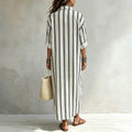 Exportplus sizelazy style shirt skirtcontrast colorvertical stripesrollablelong sleevesloose flesh-coveringlongbeach sun protection