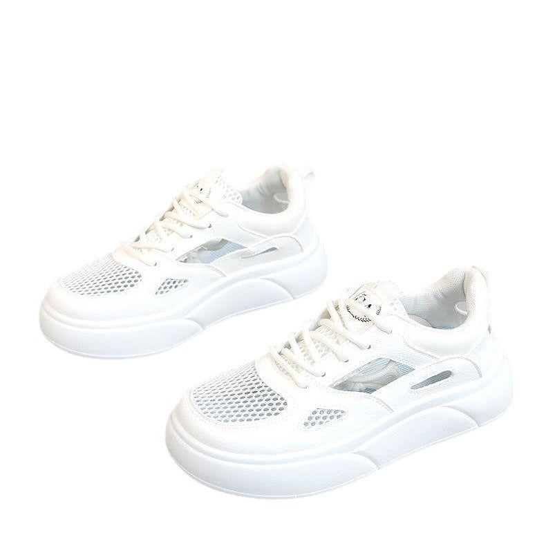 Breathable little white shoes casual fashion sandals 2025 sports shoes new versatile summer mesh thick sole hollow sports