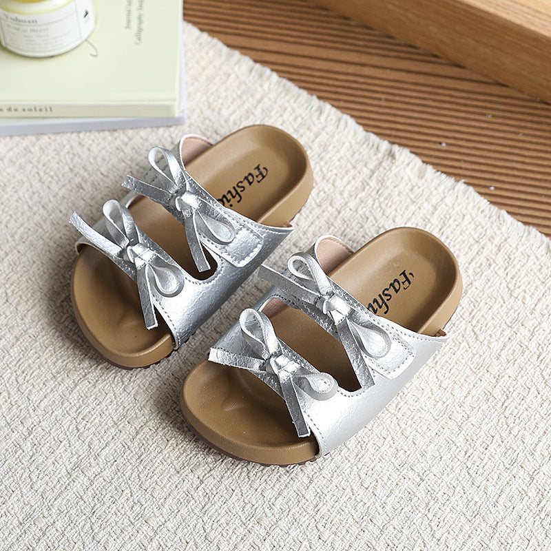 Girls' summer sandals: new thick-soled, trendy, casual kids' shoes - versatile outdoor wear with tie-up straps