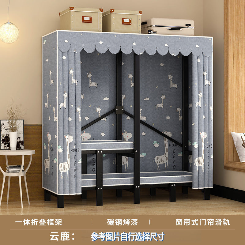 Stereo folding wardrobe, installation-free cloth wardrobe, for home bedroom, strong and durable, simple wardrobe, steel frame storage wardrobe
