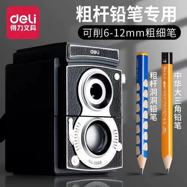 Deli 0668 retro pencil sharpener, pencil sharpener, large diameter adjustable fashion pencil sharpener, hand crank, pencil sharpener