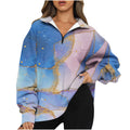 new european and american style  print top - women's half-zip pullover long sleeve sweatshirt