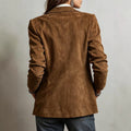 European and american cross-border retro style women's outerwear - tan textured lapel single-breasted pocket design casual blazer
