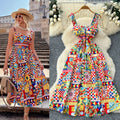 European and american fashion niche positioning printed camisole dress - women's  autumn high-end slimming long dress
