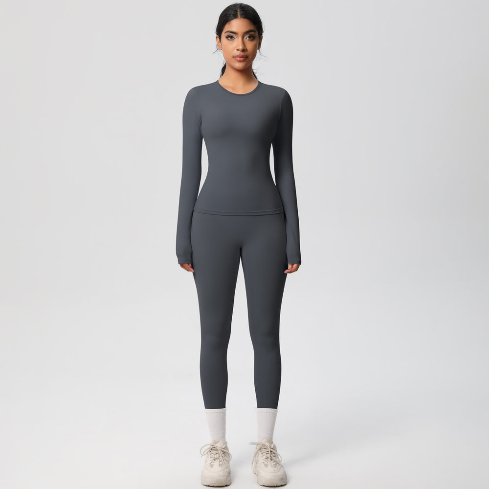 European and american brushed nylon tight-fitting yoga set - casual, quick-drying fitness apparel for women's outdoor running and sports