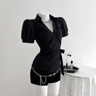 317-73690# cross-border fashionexport strap ins elegant commuting waist slimming look easiest for match women's shirt