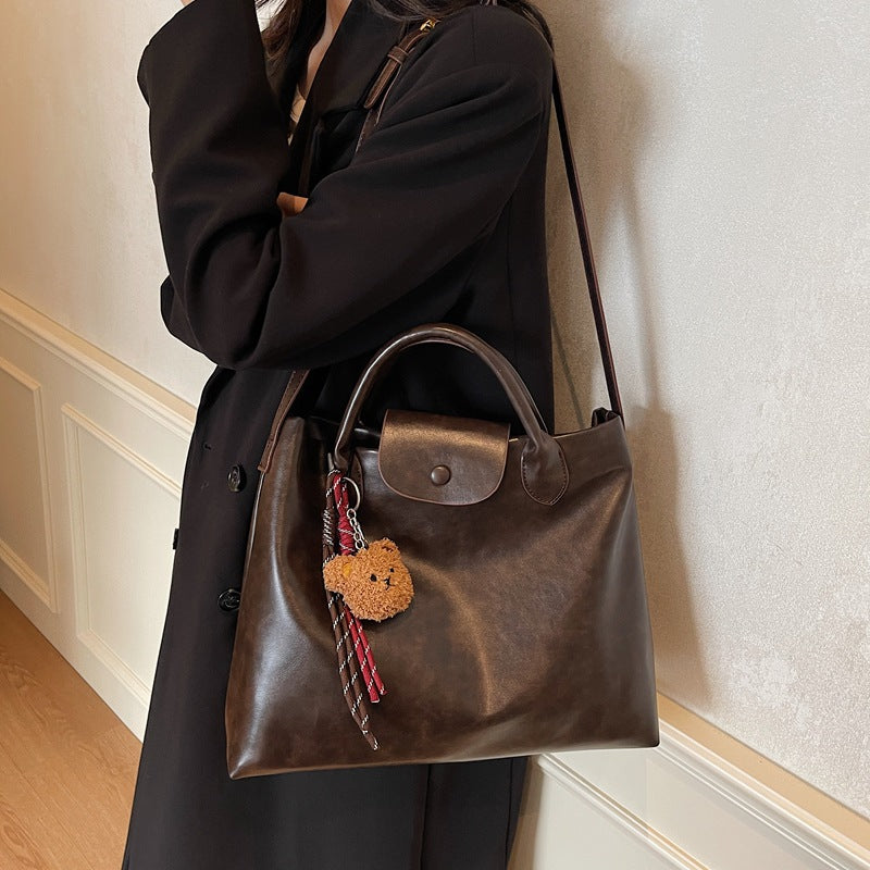 Cross-border retro commuter messenger bag women's large-capacity bags2025 winter new portable tote bag shoulder bag