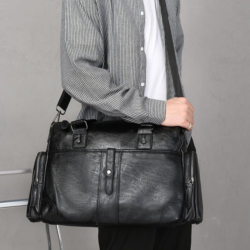 New business men's handbag short trip bag PU yoga bag fitness bag shoulder bag men's and women's messenger bag