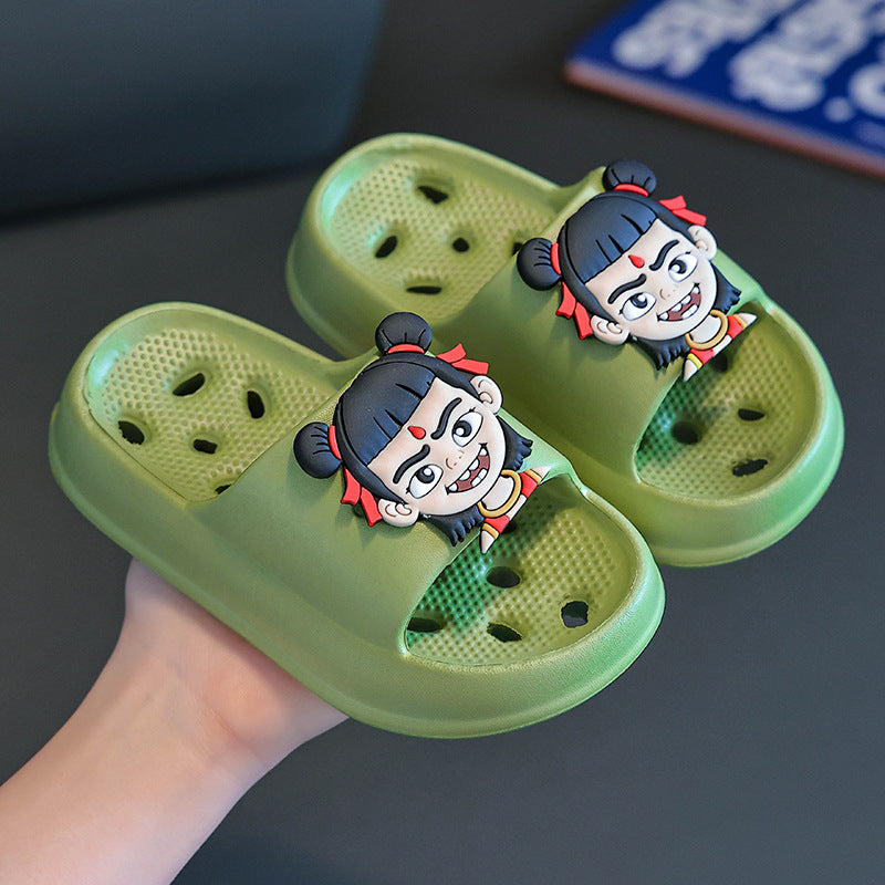 Slippers kidsbath bathroom slippers summer boys and girls cut out leaky non-smelly feet indoor for home soft bottom sandals