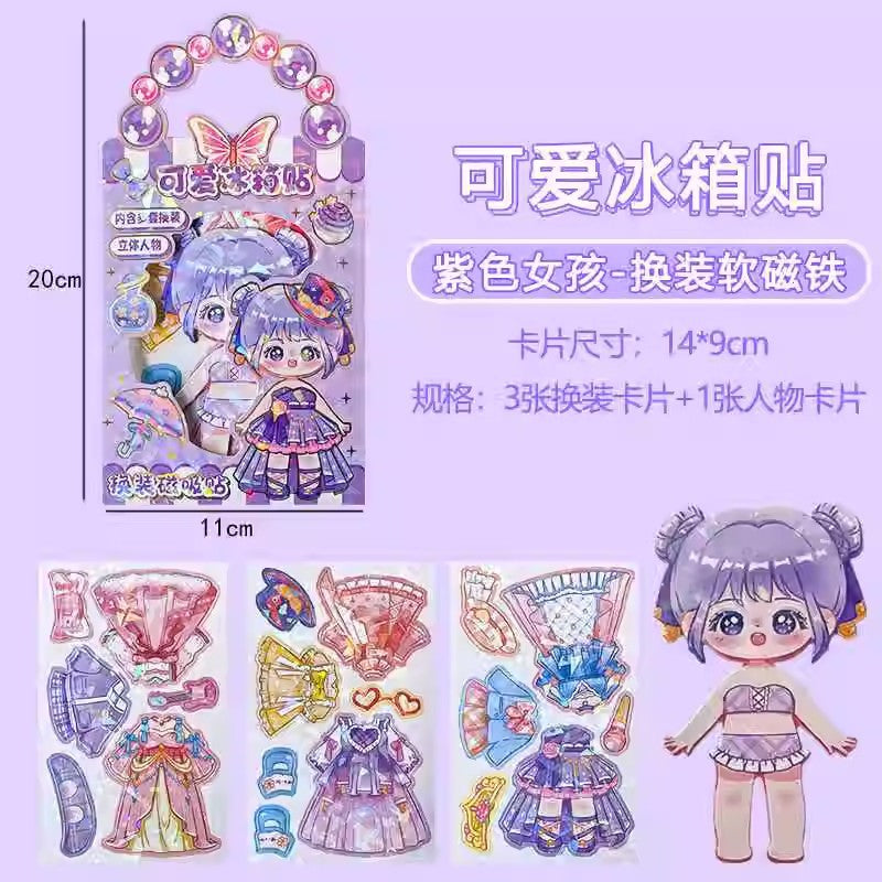 New 3d princess dress-up stickers - ancient style dress-up stickers - reusable dress-up stickers for girls - magnetic dress-up stickers - fridge magnets - easy to use