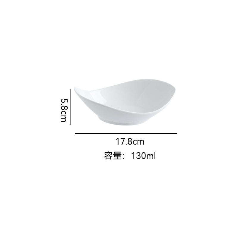 Minimalist pure white ceramic dinnerware set for home, restaurant, and hotel use - porcelain plates, creative plating, and dessert bowls