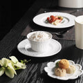 Simple stylish ceramic rice bowl for home restaurant embossed ceramic bowl dessert bowl high-looking classy tableware bowl
