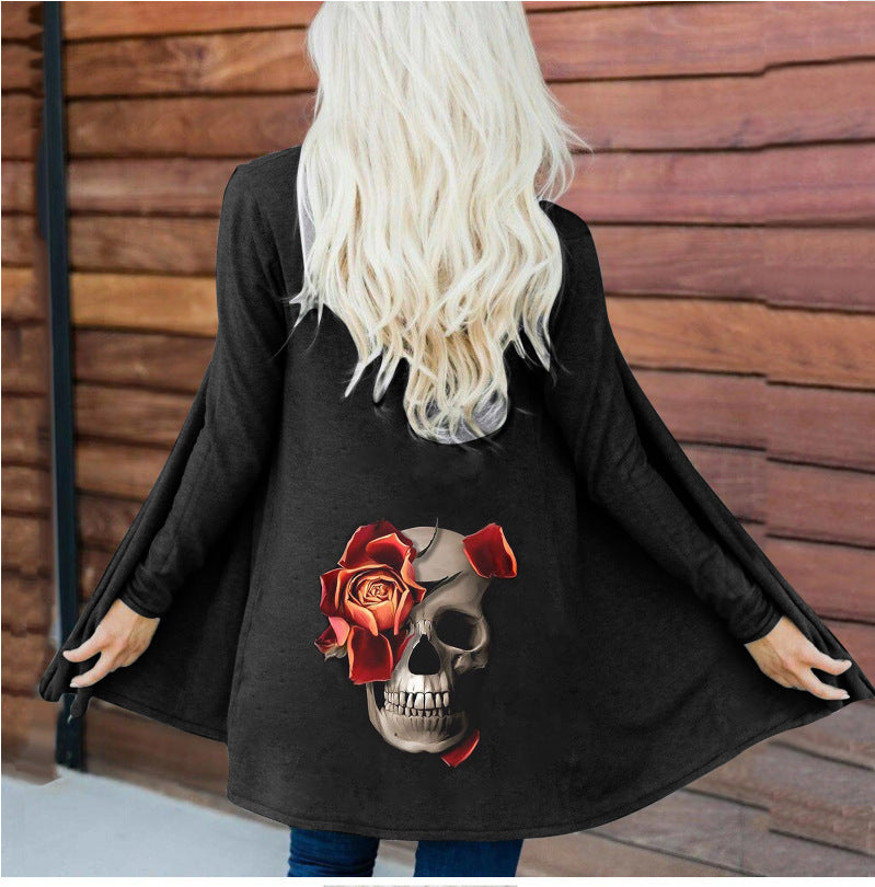 2025wish halloween skull print cardigan long sleeves outweartopsin stockfashion style loose type
