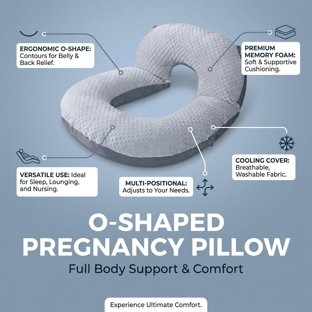 exclusive o-shaped multifunctional sleep support pillow for pregnant women, side sleeping pillow, reading pillow, ab version fabric, pregnancy pillow