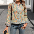 Fashion cross-border foreign trade  independent station washed new style age-reducing casual retro jacquard long-sleeved jacket for women trendy