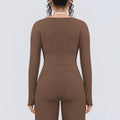 New arrival cross-border nude double-piece fake two-piece pure colorlong sleevest-shirttops tight sports running fitness yoga clothes