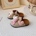 Cute kids birkenstock-style slippers 2025 - outdoor wear, minimalist closed-toe half slippers, spring/autumn girls' adorable cartoon cotton slippers