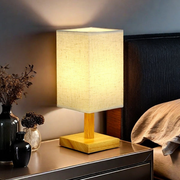Merchandise National Style Calligraphy Desk Lamp Bedroom Study Chinese Style Ancient Style Tea House Square Bedside Lamp Fabric Art Solid Wood Night Lamp