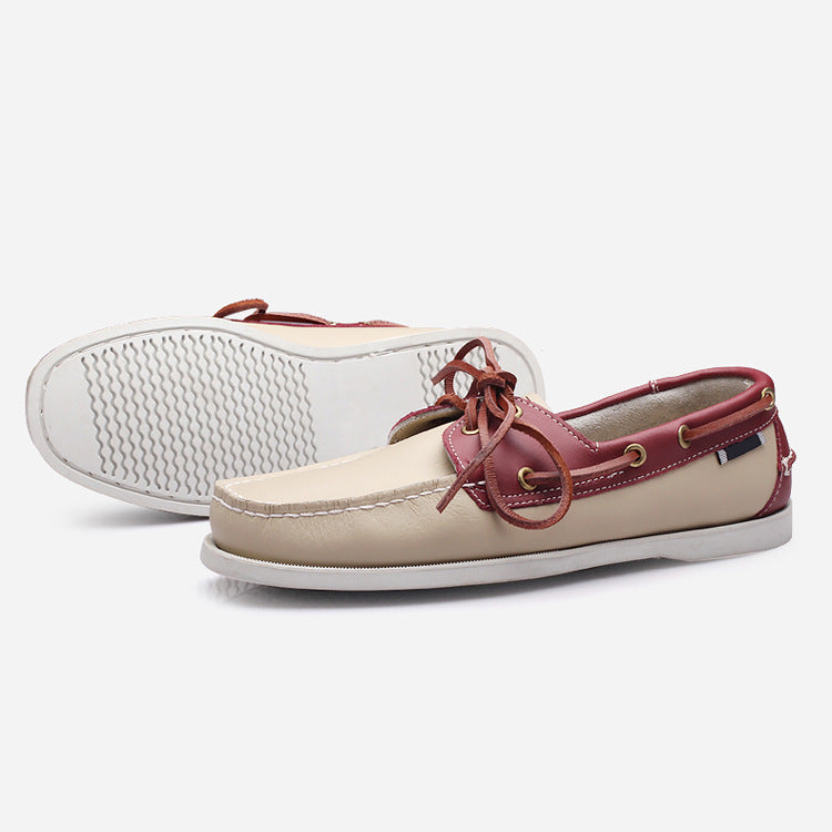 Casual leather shoes men's low ankle fashion sailing shoes men's wading versatile flats classic handmade stitching cross-border men's shoes