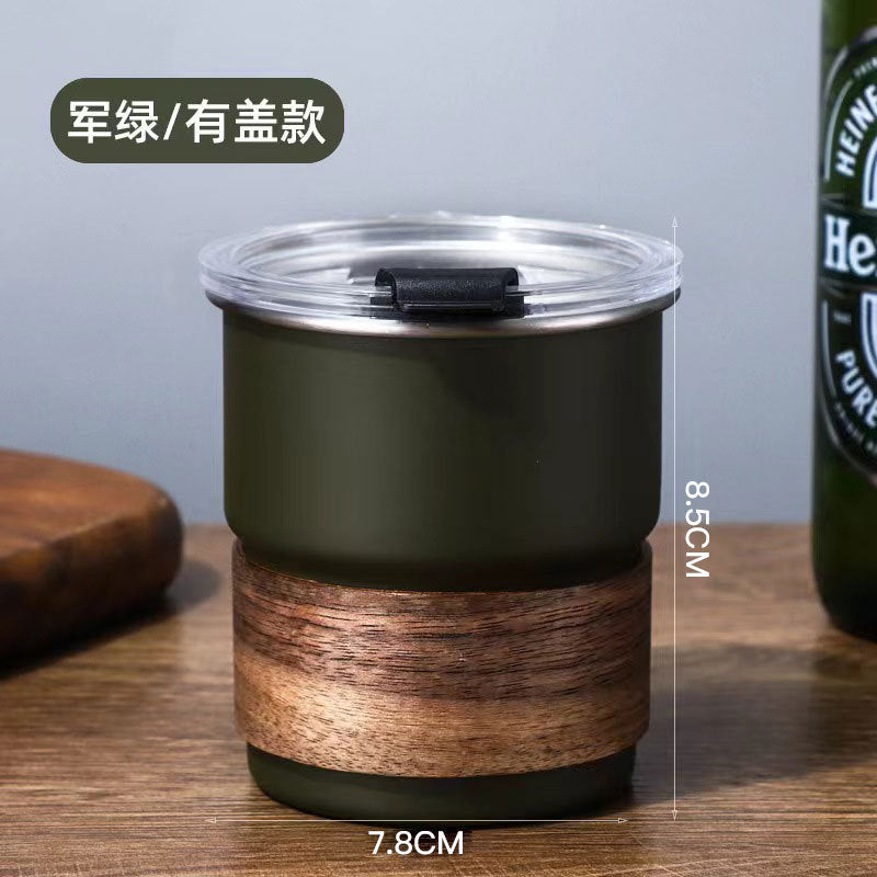 Coffee cup 304 stainless steel water cup portable camping style ins style cup mug american style with lid straw cup