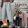 Girls' active pants - new autumn/winter  collection - stylish korean-inspired casual pants for mid-to-large children - kids' curved hem fleece-lined sweatpants