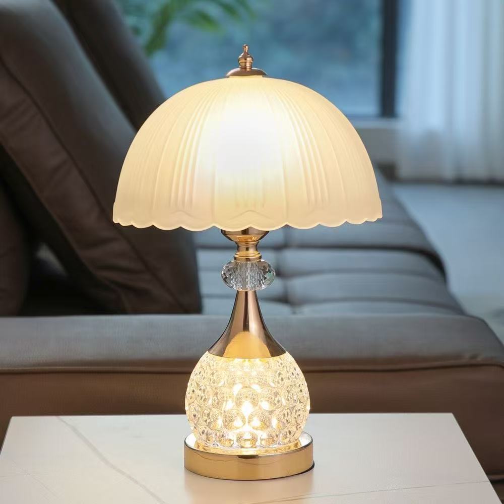 Crystal bedside table lamp american retro table lamp high-end table lamp master bedroom adjustable lighting fixture remote control home lamp