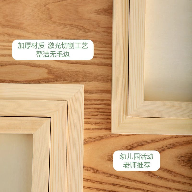 Solid wood clay picture frame mounted wood clay photo frame handmade DIY material wood frame colored clay works display empty frame