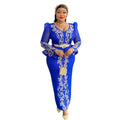 African cross-border supply  women's plus size  new luxury hotfix rhinestone beaded v-neck evening dress