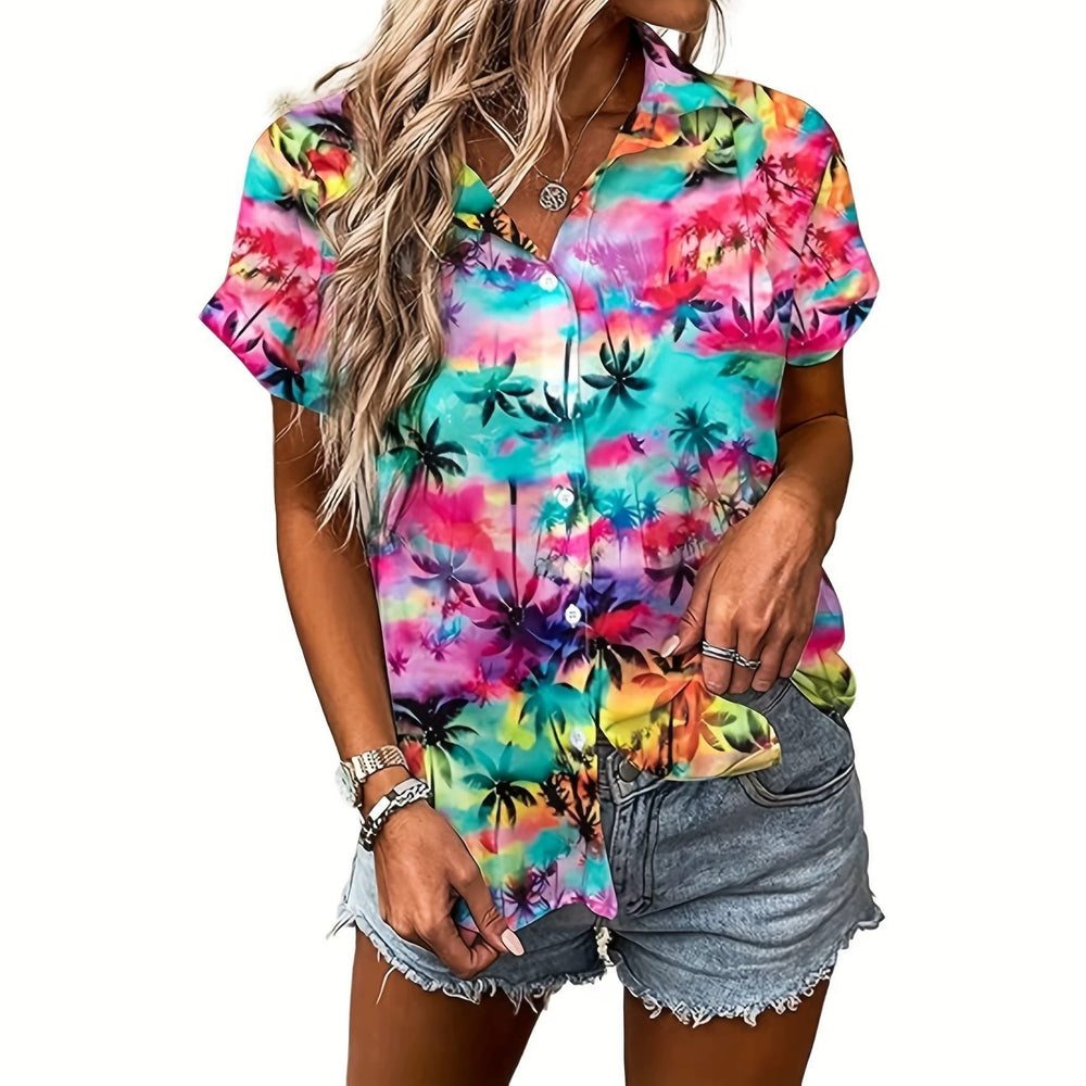 wholesale women's short-sleeved shirts, trendy shirt with hot-selling cross-border print designs, dropshipping available
