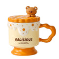 New arrival small fresh style ceramic cup girlcute water cup with lid for girlfriend sister couple gift coffee cup
