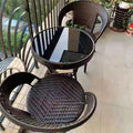 Simple balcony small tea table for home small apartment tea table living room rattan small coffee table table and chair combination glass round