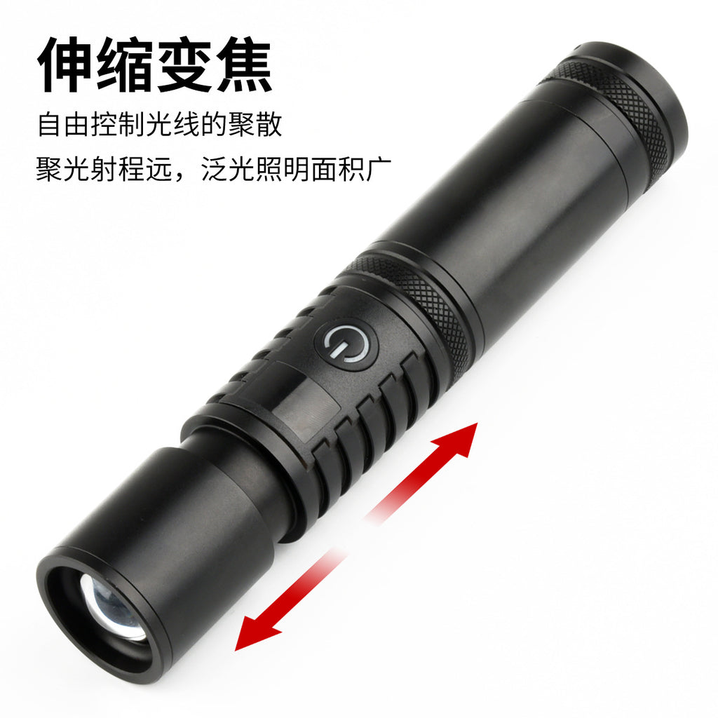 2024 new telescopic zoom strong light flashlight, white laser aluminum alloy outdoor lighting super bright mini flashlight