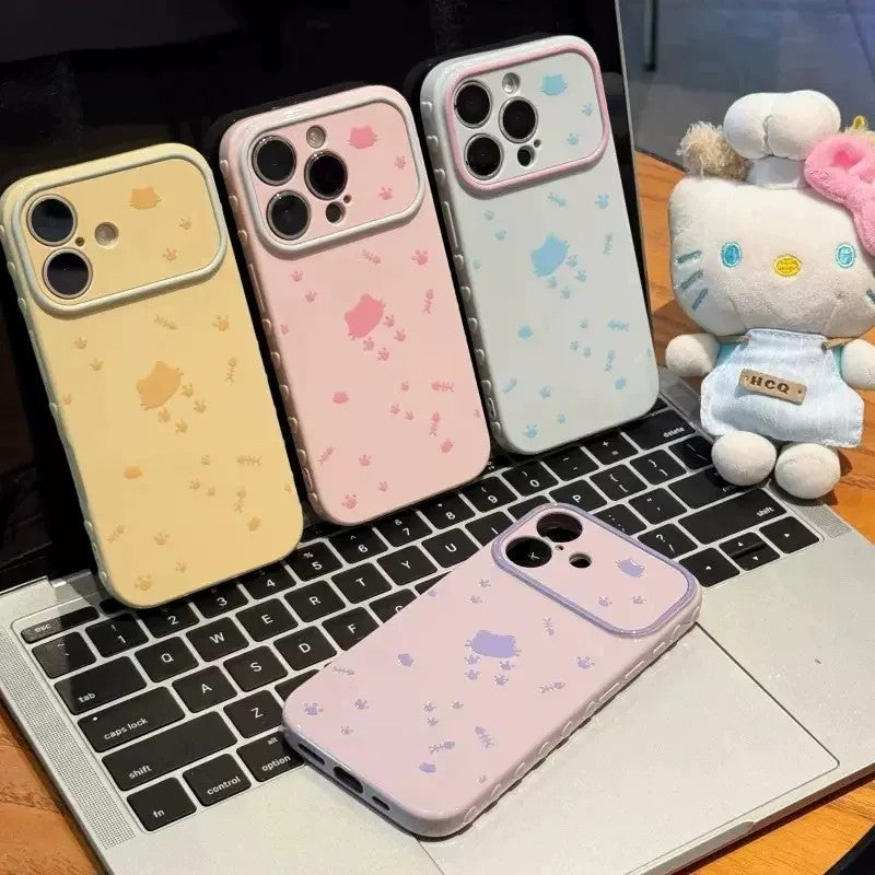 Color-blocked, minimalist cat paw print scattered with fishbone design, suitable for apple iphone 17, fresh phone case, iphone 18 soft case, iphone 16