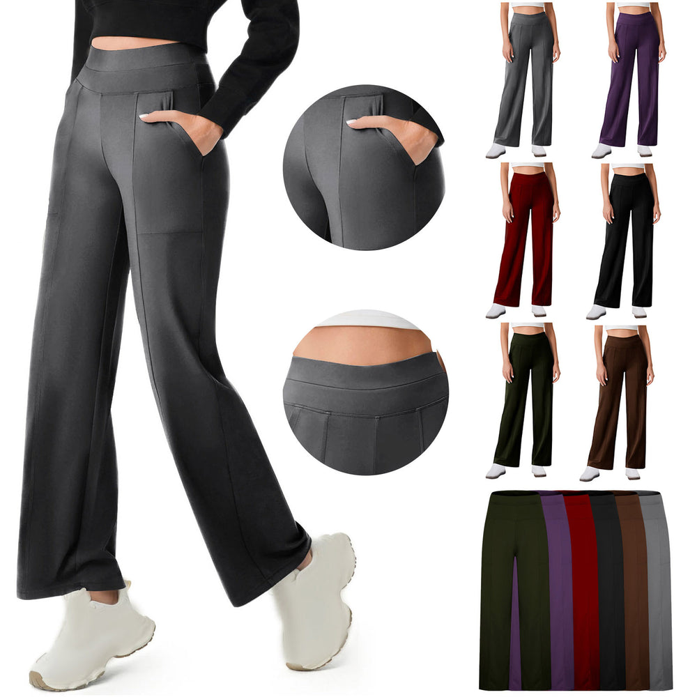 women's solid color high-waisted stretch pocket workout activewear leggings - yoga pants